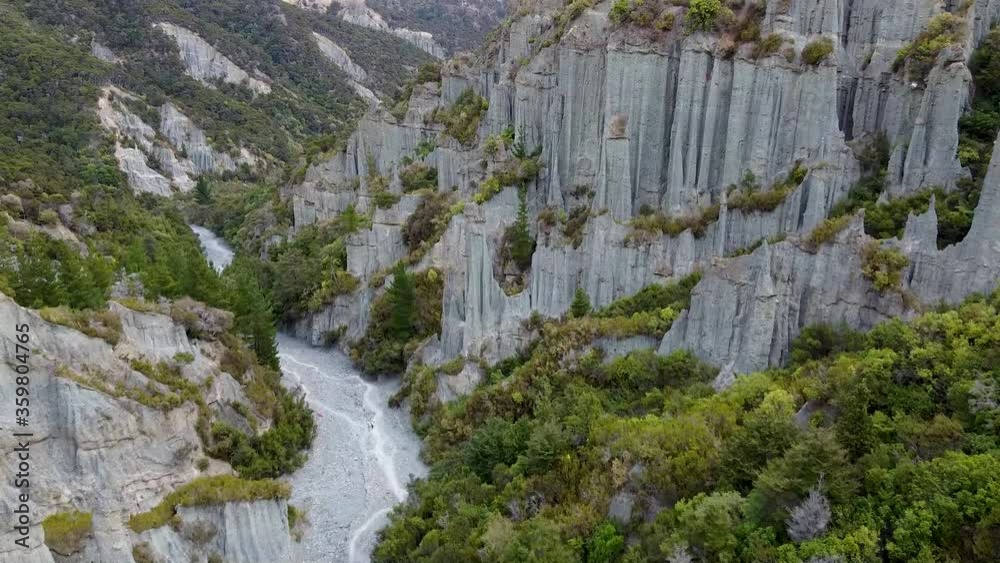 The Putangirua Pinnacles formation from LOTR 1, Droneshot