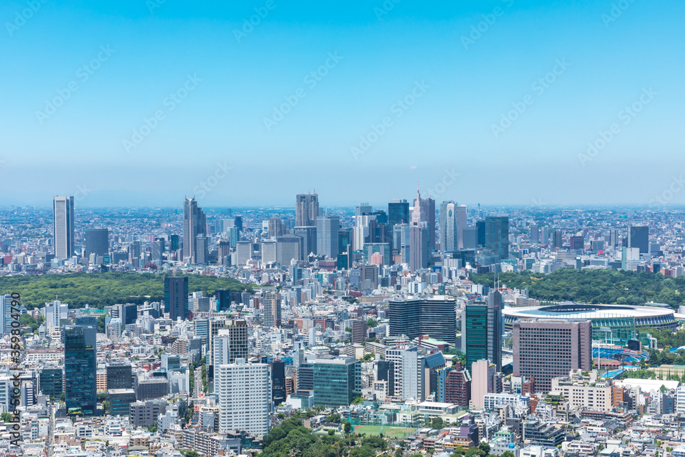 (東京都-都市風景)青空と新宿方面風景２