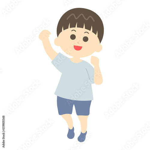 喜ぶ少年のイラスト