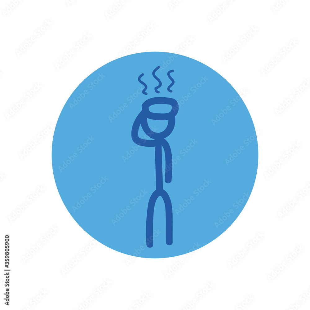 Stickfigure with fever block style icon vector design Stickfigure with fever block style icon vector design