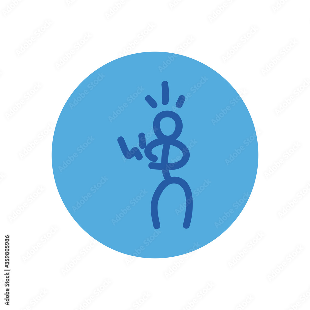 Stickfigure with stomach ache block style icon vector design Stickfigure with stomach ache block style icon vector design