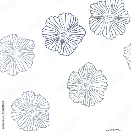 Dark BLUE vector seamless elegant pattern with flowers. Shining colored illustration with flowers. Pattern for trendy fabric, wallpapers.