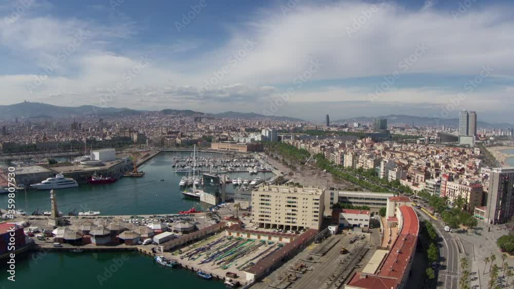 Timelapse of harbour and La Barceloneta, Barcelona, Spain Timelapse of harbour and La Barceloneta, Barcelona, Spain