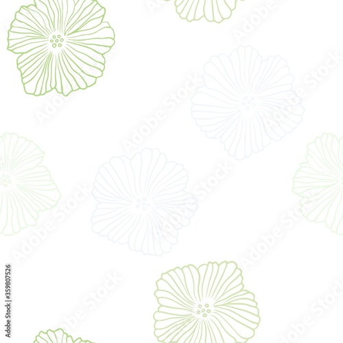 Light Green  Yellow vector seamless abstract pattern with flowers. Sketchy doodle flowers on white background. Pattern for design of fabric  wallpapers.