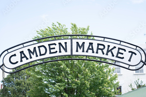 welcome sign to Camden Markets in London photo