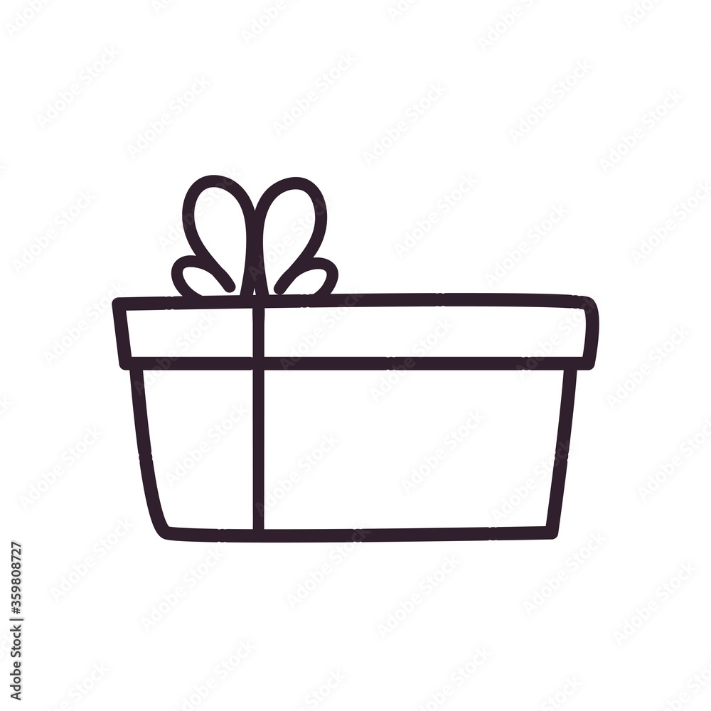 Gift with bowtie line style icon vector design Gift with bowtie line style icon vector design
