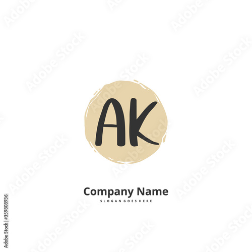 A K AK Initial handwriting and signature logo design with circle. Beautiful design handwritten logo for fashion, team, wedding, luxury logo.