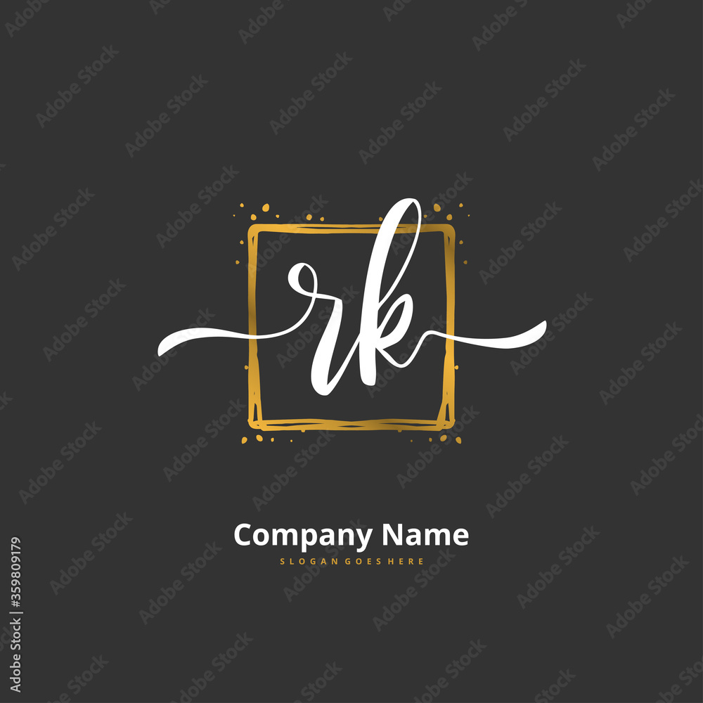 R K RK Initial handwriting and signature logo design with circle. Beautiful design handwritten logo for fashion, team, wedding, luxury logo.