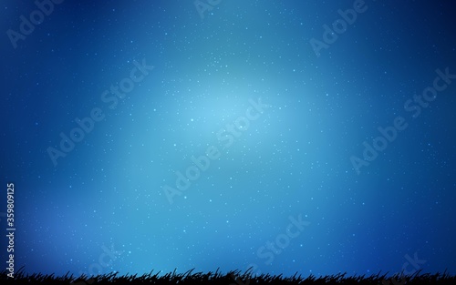 Dark BLUE vector pattern with night sky stars. Glitter abstract illustration with colorful cosmic stars. Best design for your ad, poster, banner.