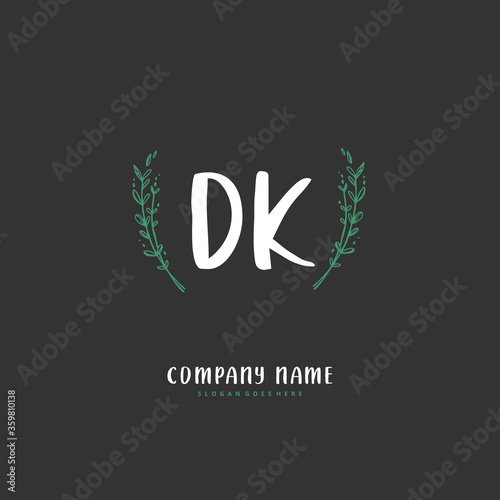D K DK Initial handwriting and signature logo design with circle. Beautiful design handwritten logo for fashion, team, wedding, luxury logo.