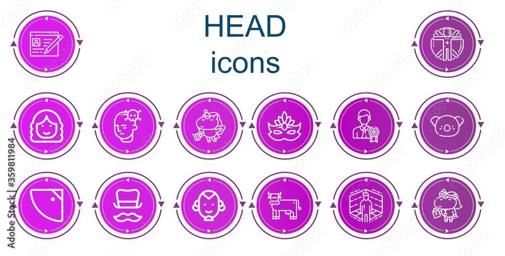 Editable 14 head icons for web and mobile Editable 14 head icons for web and mobile