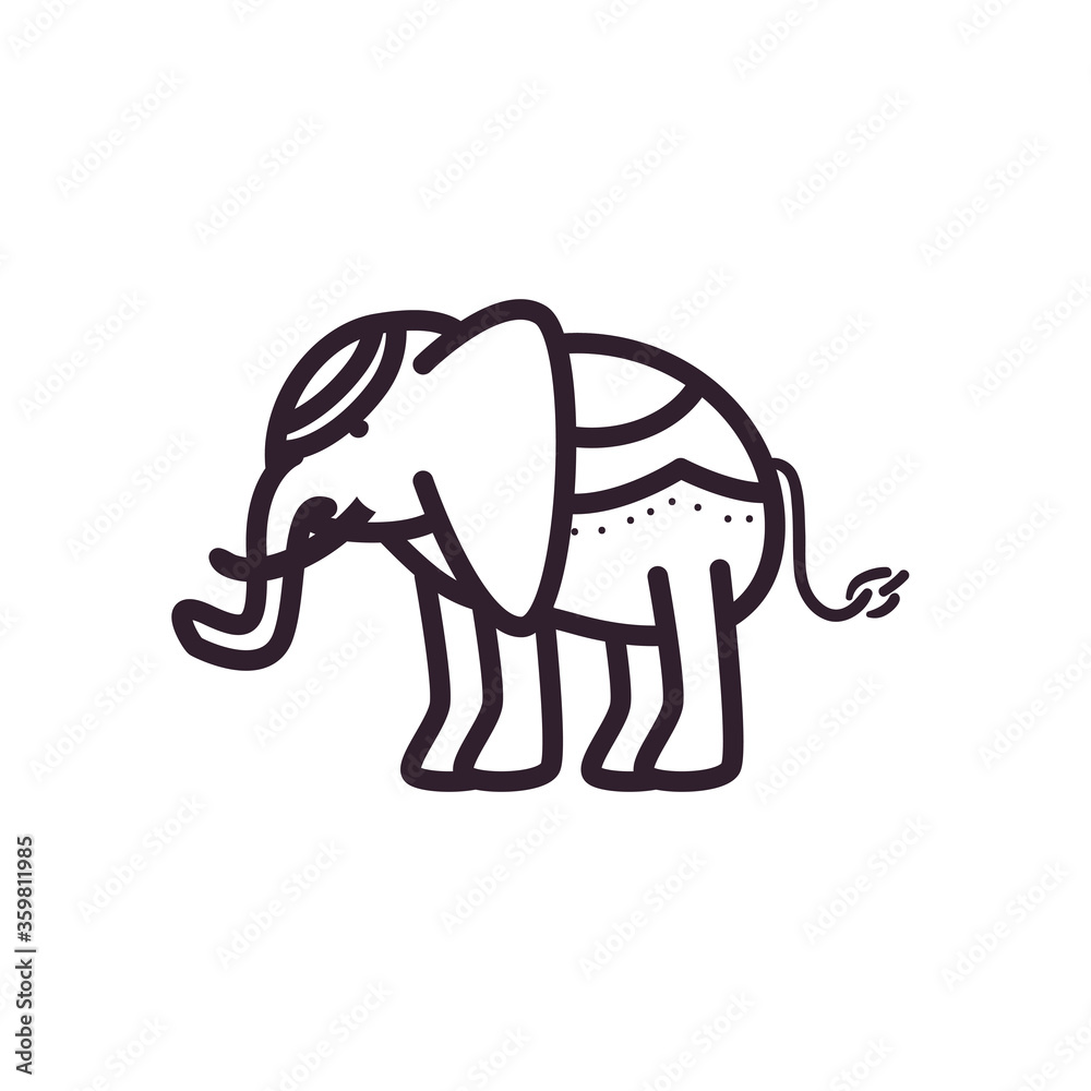 Obraz premium Indian elephant line style icon vector design