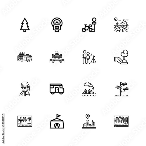 Editable 16 park icons for web and mobile