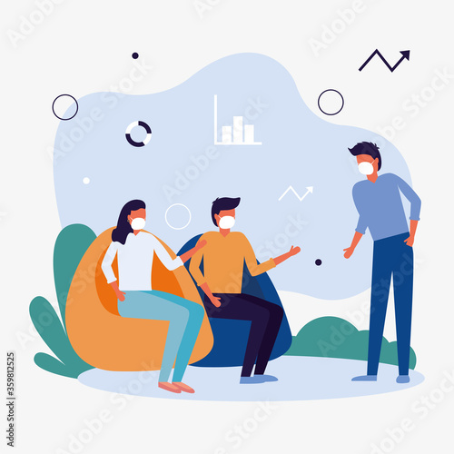 Men and woman avatars on puf vector design