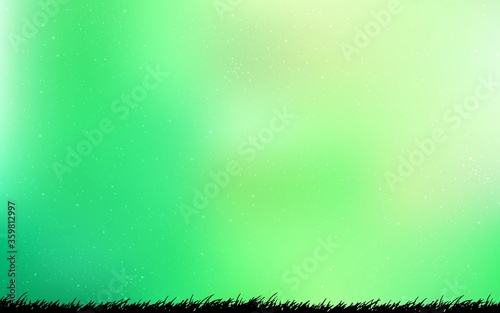 Light Green vector pattern with night sky stars. Space stars on blurred abstract background with gradient. Smart design for your business advert.