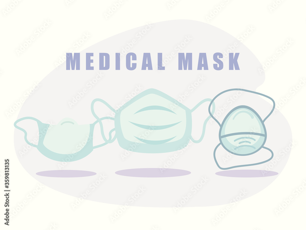 Medical white masks set vector design Medical white masks set vector design
