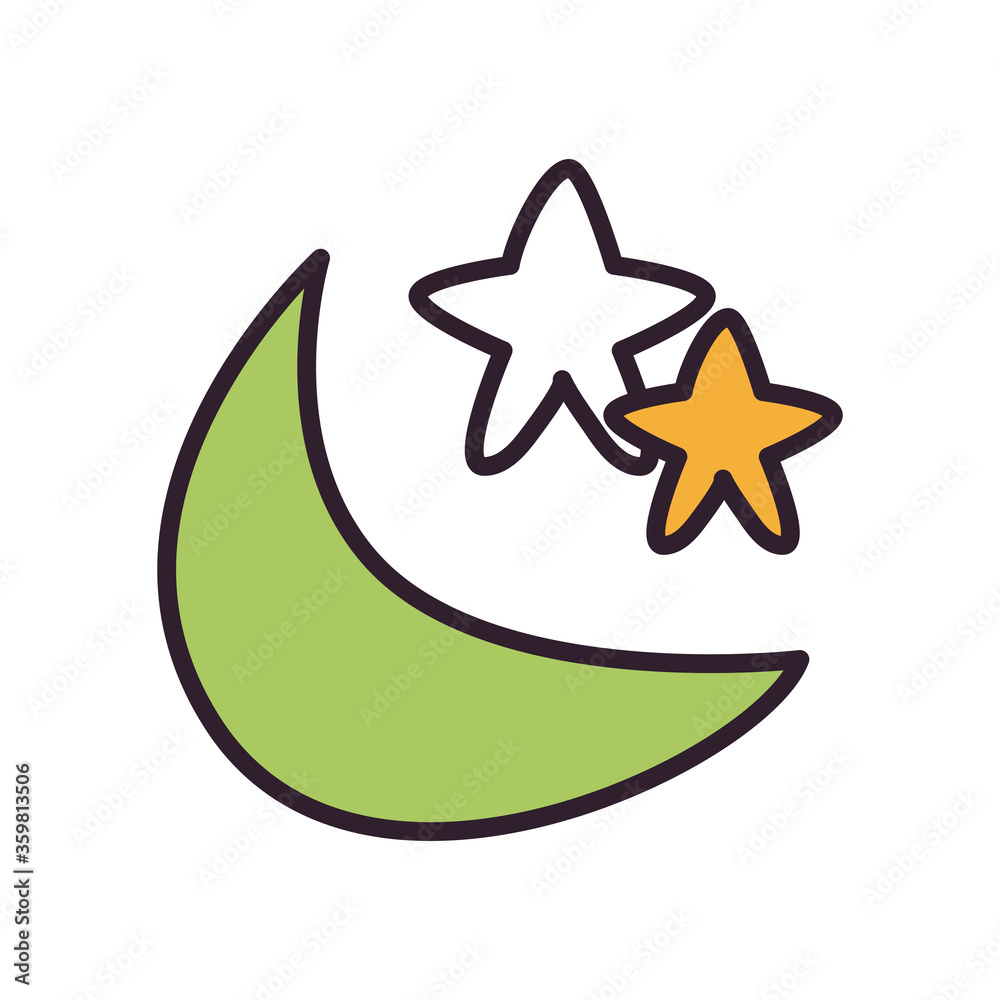 Ramadan moon with star fill style icon vector design Ramadan moon with star fill style icon vector design