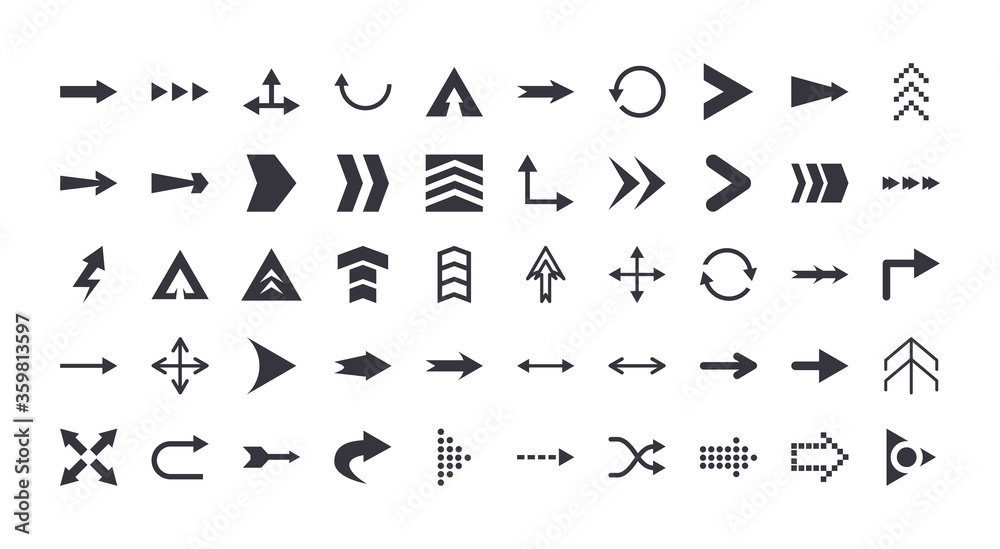 Arrows with differents directions flat style icon set vector design Arrows with differents directions flat style icon set vector design