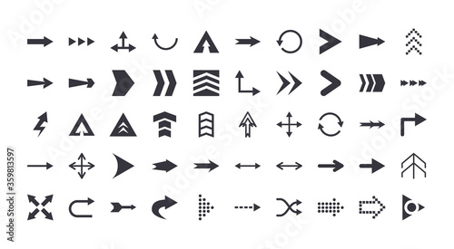 Arrows with differents directions flat style icon set vector design
