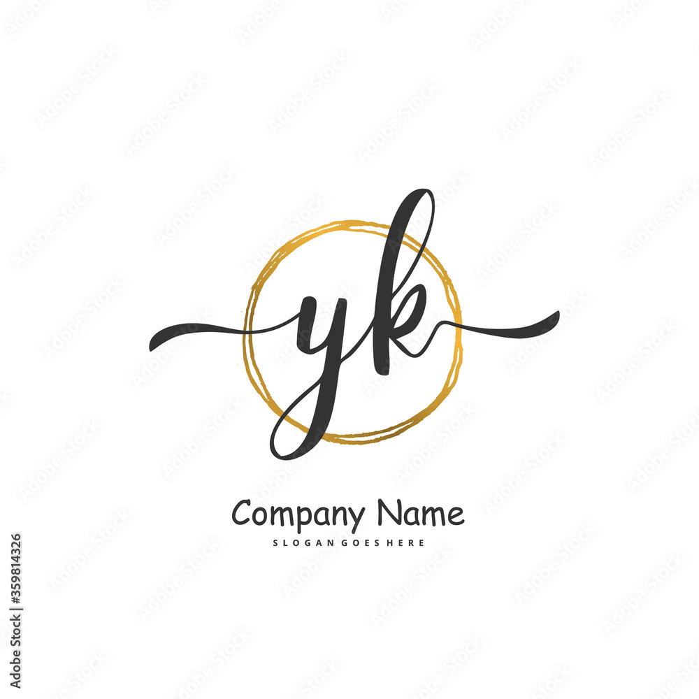 Y K YK Initial handwriting and signature logo design with circle. Beautiful design handwritten logo for fashion, team, wedding, luxury logo. Y K YK Initial handwriting and signature logo design with circle. Beautiful design handwritten logo for fashion, team, wedding, luxury logo.