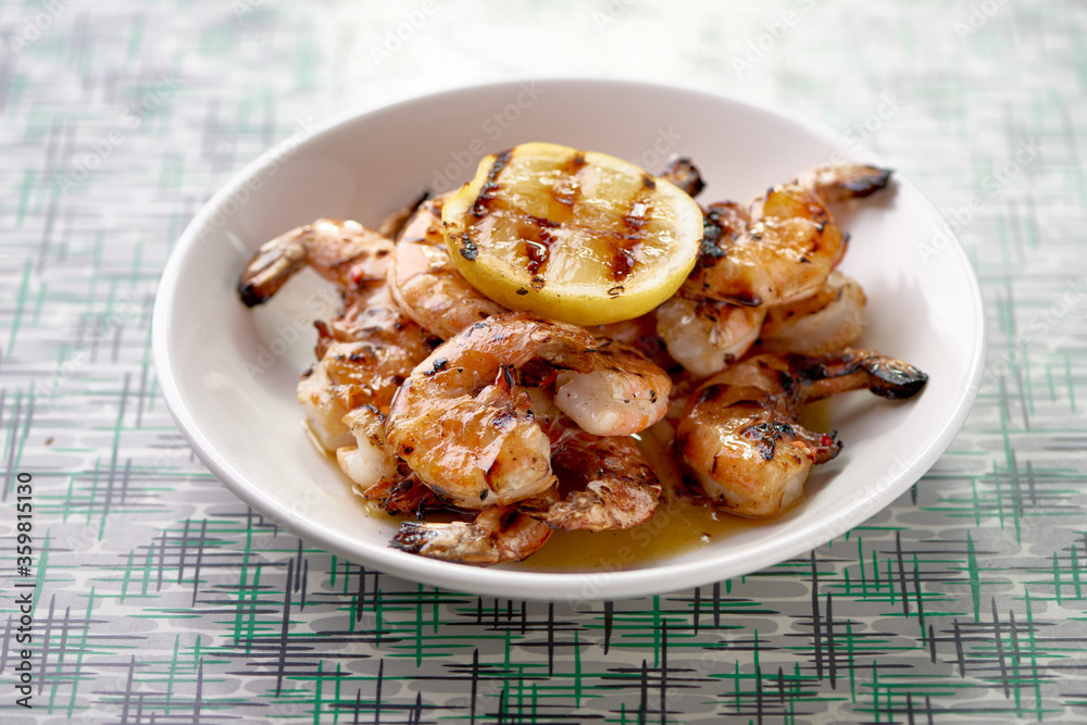 Grilled Shrimp in White Bowl Grilled Shrimp in White Bowl