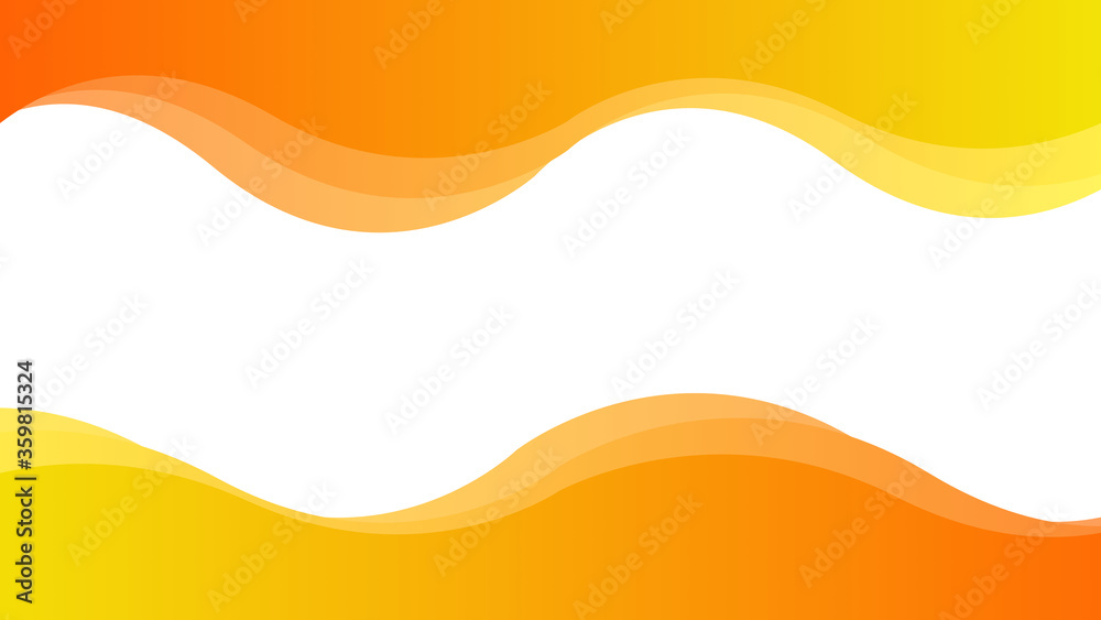 Abstract orange and yellow waves background isolated on white, Panoramic banner background with copy space, Vector