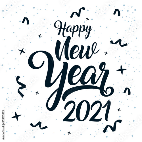 happy new year 2021 celebration poster with confetti
