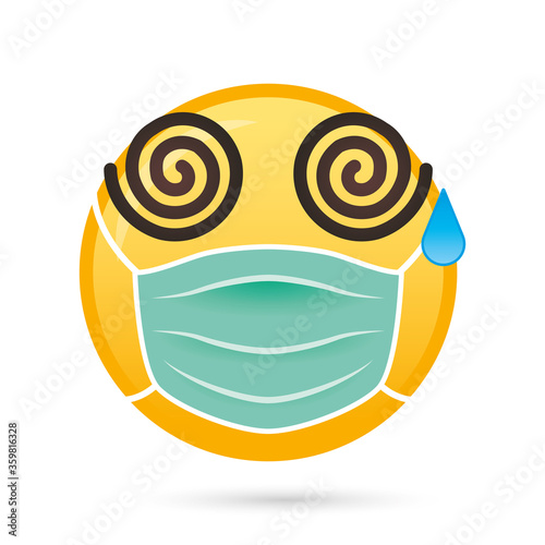 emoji face medical mask funny character
