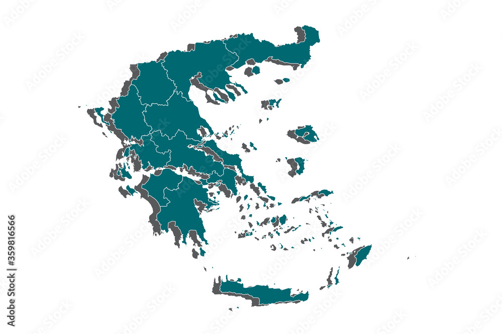 High Detailed Blue Map of Greece isolated on white background, Map of Greece - Blue Geometric Rumpled Triangular , Polygonal Design For Your . Vector illustration eps 10. - Vector