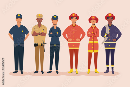 group of essential workers characters