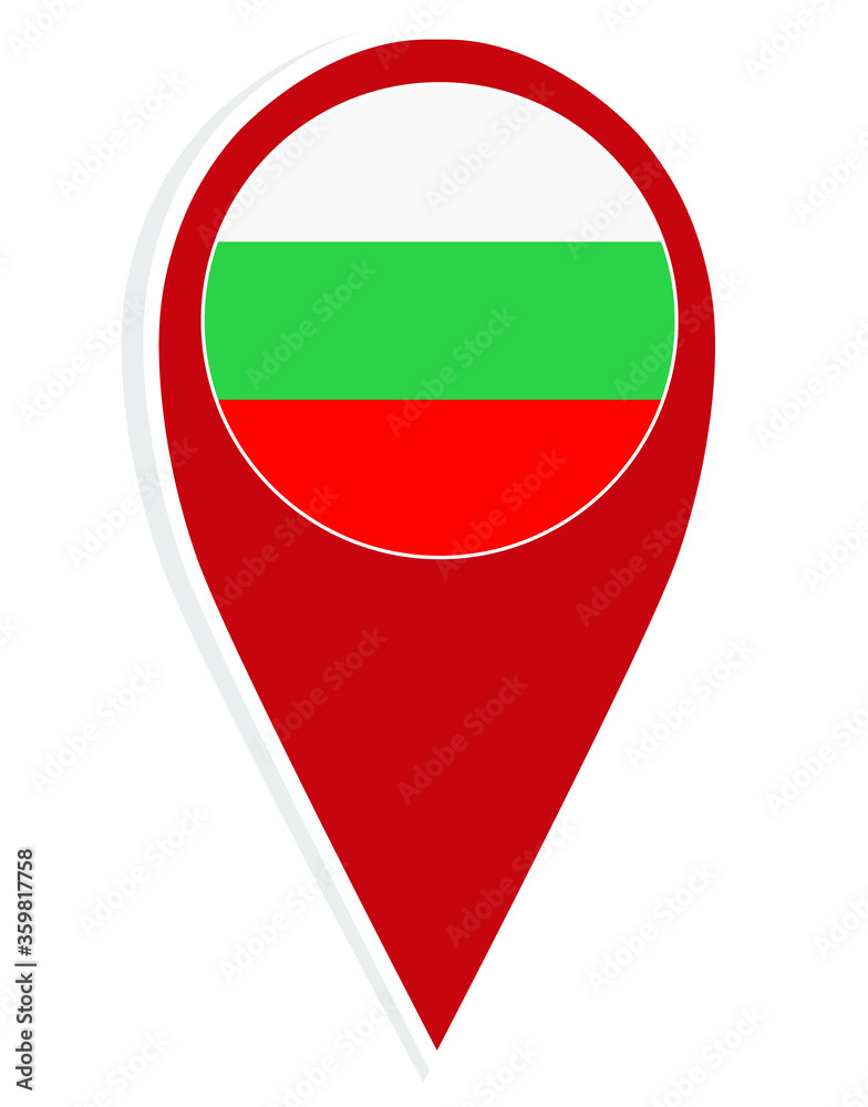 Bulgaria vector flag map location pin. Bulgaria vector flag map location pin.