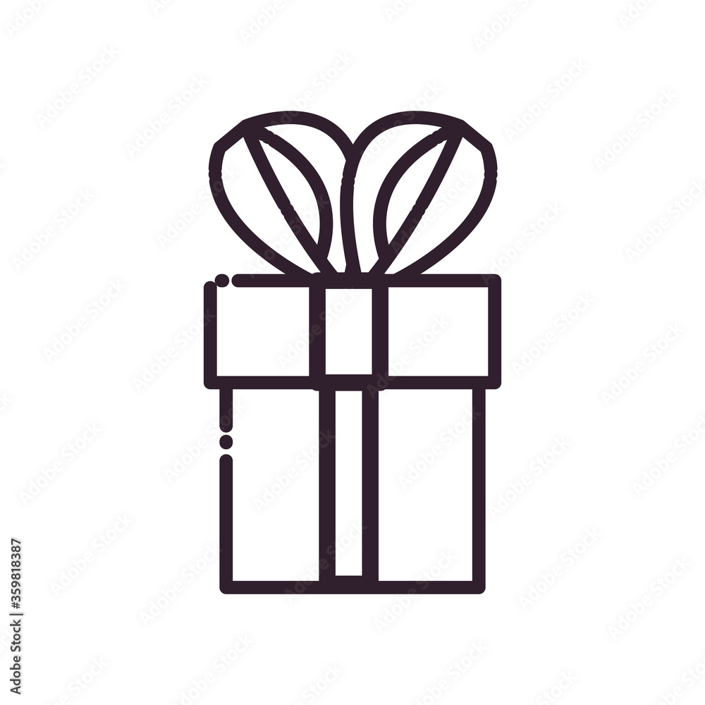 Gift with bowtie line style icon vector design Gift with bowtie line style icon vector design
