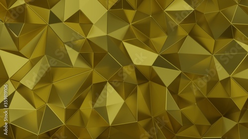 Abstract 3D Render of triangulated surface, Contemporary geometry background, Futuristic polygonal shape, Abstract rumpled triangular surface, Luxury Abstract Low-poly Background 3D Rendering