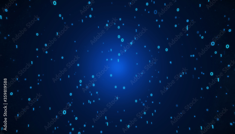 Fototapeta premium 0 and 1 digital binary data digits abstract background. High resolution illustration.