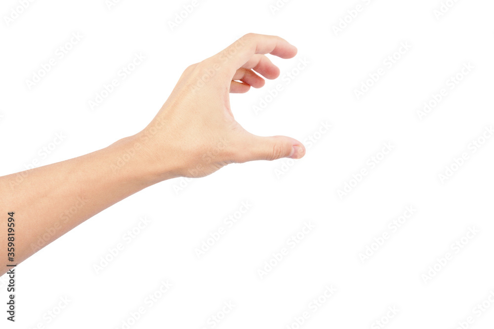 hand of man show in gestures isolated on white background with white skin hand of man show in gestures isolated on white background with white skin