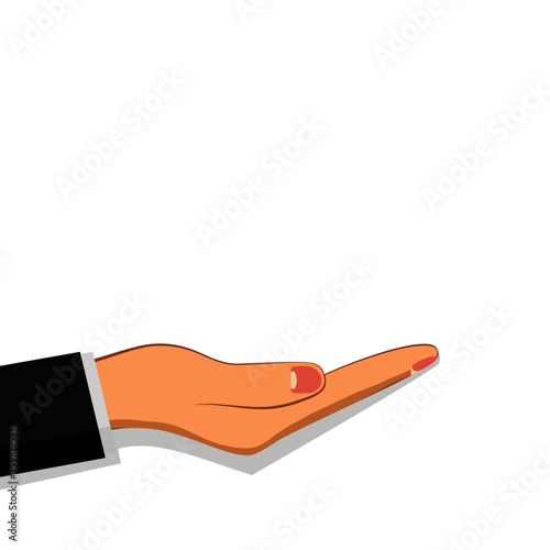 Open human hand.Giving or begging hand icon.Vector flat illustartion