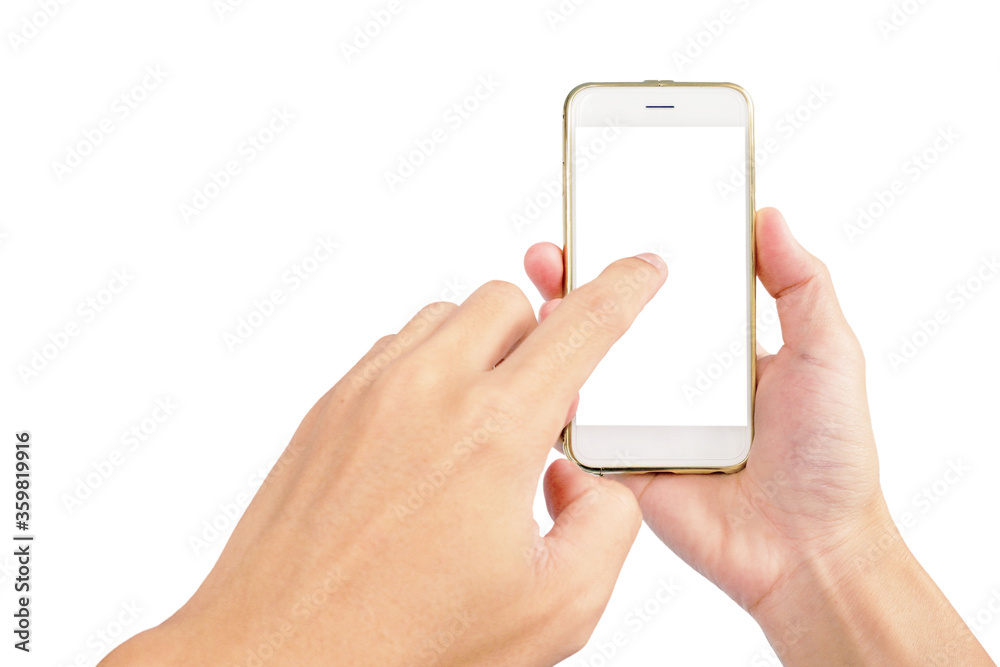 smartphone with white screen in hand for using in technology isolated on white background smartphone with white screen in hand for using in technology isolated on white background