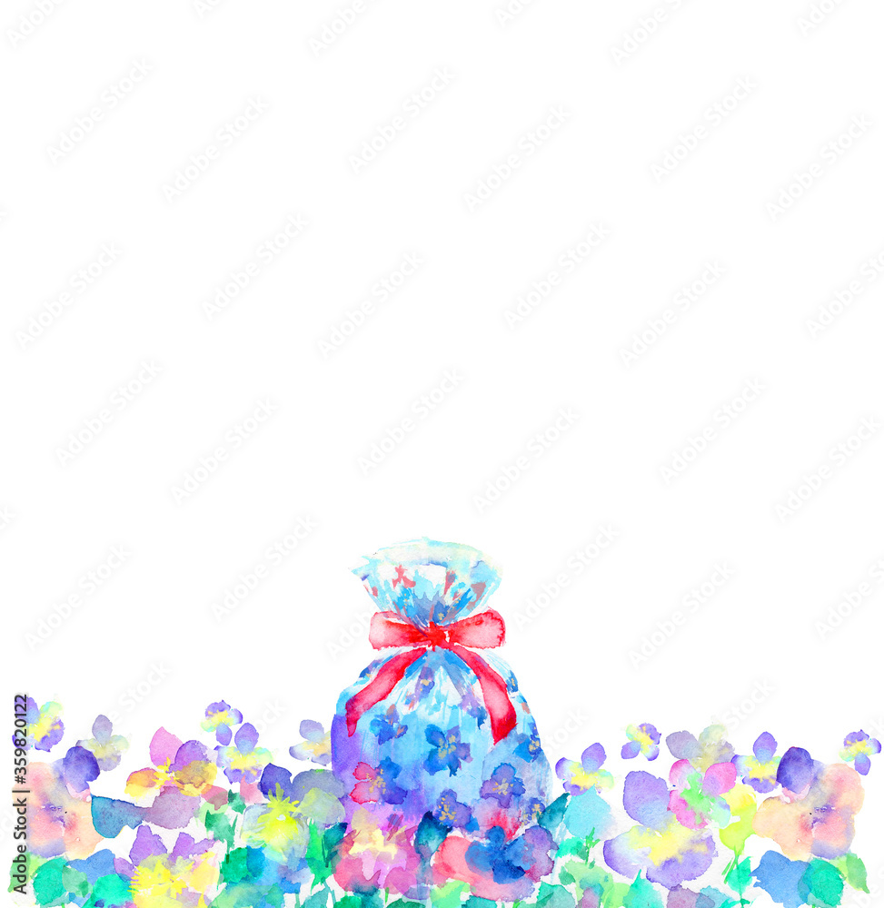 花 ビオラ プレゼント イラスト 背景 水彩 花 ビオラ プレゼント イラスト 背景 水彩