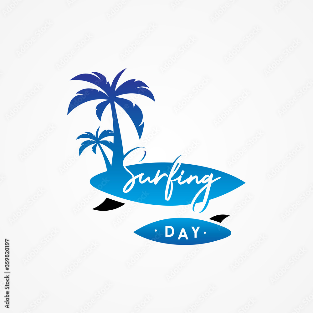 Surfing Day Vector Design Illustration