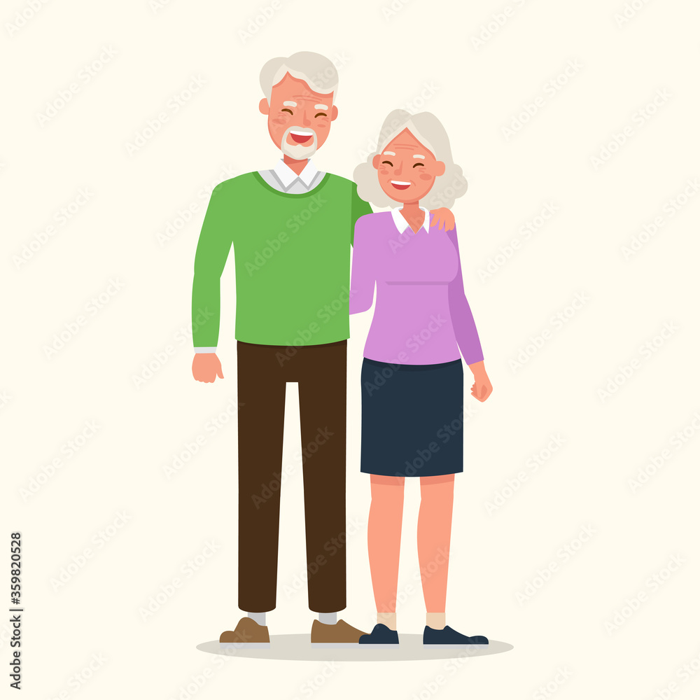 Happy family grandfather and grandmother character vector design. Happy family grandfather and grandmother character vector design.
