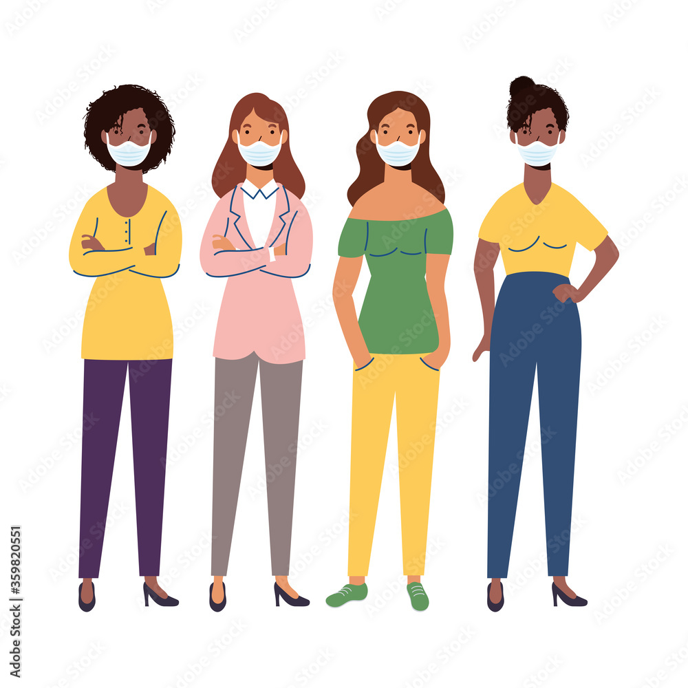 Fototapeta premium women with medical masks vector design