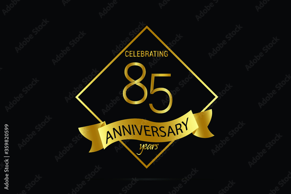 85 year anniversary Luxury Black Gold jubilee, Ribbon greeting card. Birthday invitation. Gold space vector illustration on black background - Vector 85 year anniversary Luxury Black Gold jubilee, Ribbon greeting card. Birthday invitation. Gold space vector illustration on black background - Vector