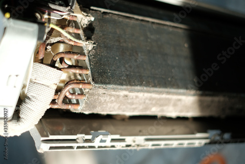 Air Conditioning cleaning, repairing and servicing with copy space