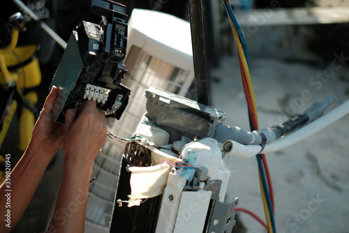 Air Conditioning cleaning, repairing and servicing with copy space