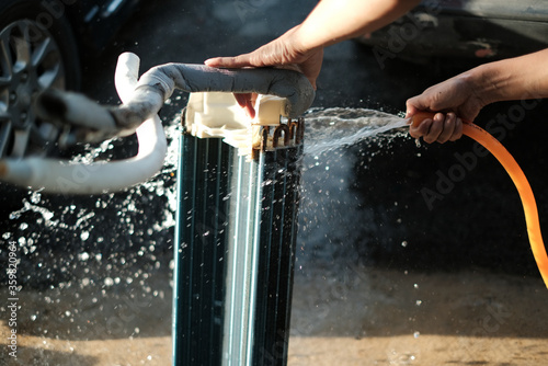 Air Conditioning cleaning, repairing and servicing with copy space