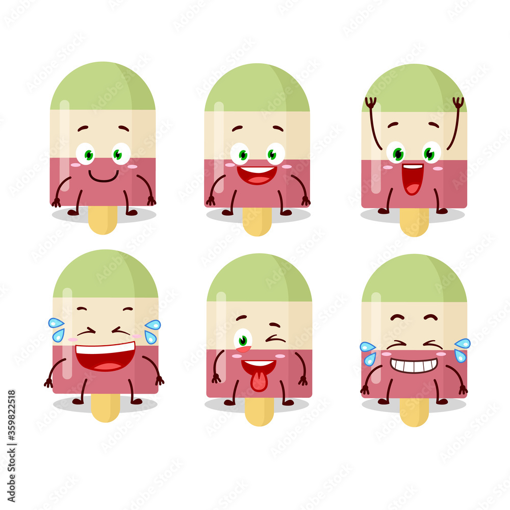 Cartoon character of watermelon ice cream with smile expression Cartoon character of watermelon ice cream with smile expression