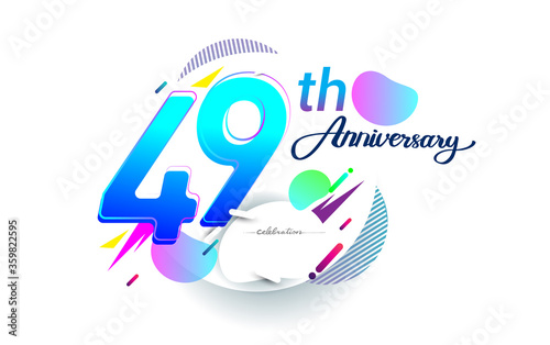 49th years anniversary logo, vector design birthday celebration with colorful geometric background, isolated on white background.