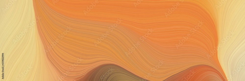soft creative waves graphic with elegant curvy swirl waves background design with peru, khaki and pastel brown color
