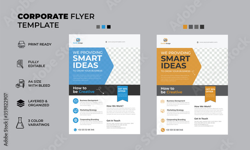 Corporate Business Flyer poster pamphlet brochure cover design layout background, two colors scheme, vector template in A4 size - Vector easy to edit 