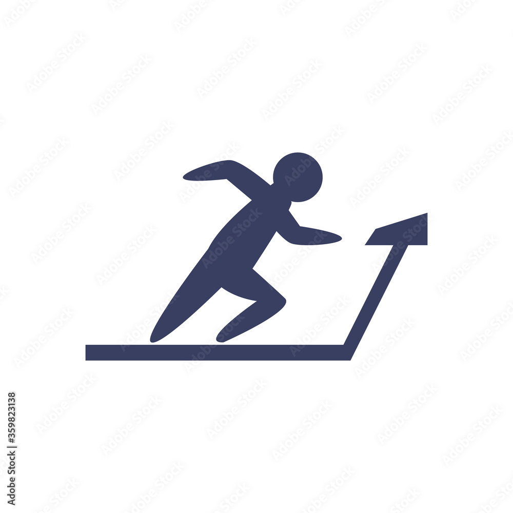 Man avatar running on treadmill silhouette style icon vector design Man avatar running on treadmill silhouette style icon vector design